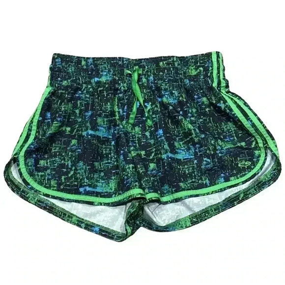Medium CHAMPION Navy Blue & Green Abstract Shorts - Picture 1 of 7